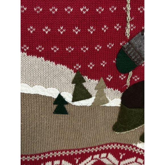 Christopher‎ Banks Women’s XL Hand Embroidered Holiday Christmas Sweater Bear - Picture 5 of 12